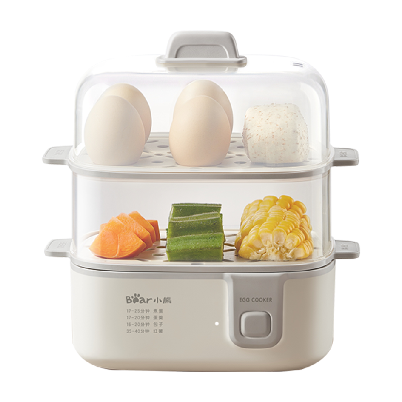 小熊蒸蛋器家用煮蛋器非自动断电双层小型蒸锅蒸鸡蛋烹饪机早餐机