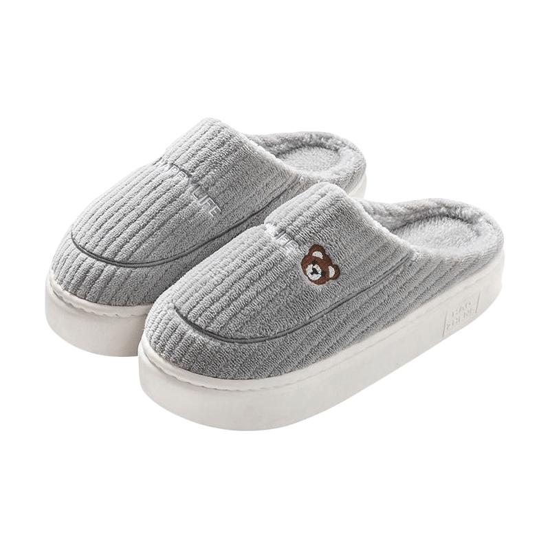 棉拖鞋男秋冬季室内家居家2024防滑厚底踩屎感毛绒保暖女