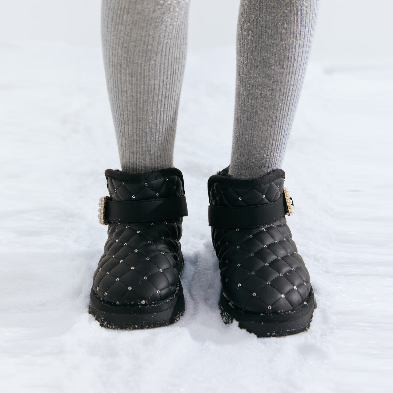 笛莎（DEESHA）童鞋女童雪地靴2025冬季女孩时尚洋气棉鞋保暖儿童鞋 黑色 28