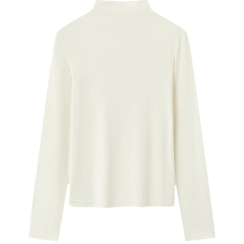 森马（Semir）长袖T恤女半高领吸湿发热抗菌2024冬紧身抓绒打底衫109724101001