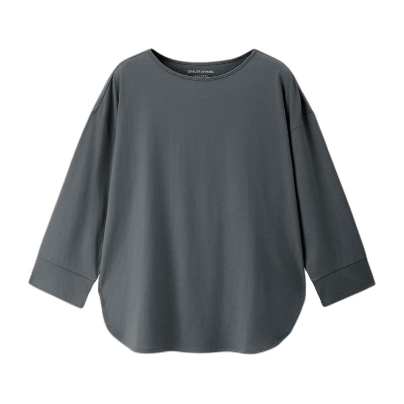 佐丹奴七分袖T恤女纯棉纯色女士极简风开叉圆领上衣05325789