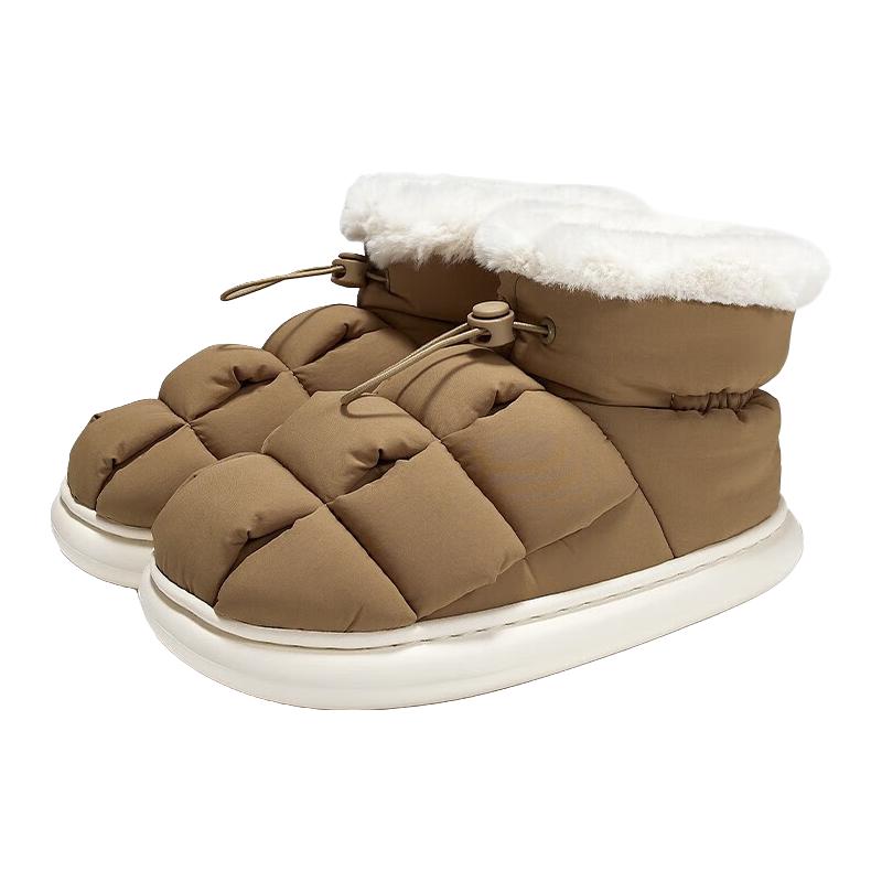 飞跃（Feiyue）冬季加绒保暖高帮棉鞋女2023女鞋豆腐鞋包跟加厚潮鞋子女 棕色 39