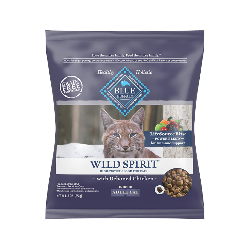 蓝馔 Blue Buffalo蓝馔进口猫粮去骨鸡肉高蛋白无谷物配方成猫粮【试吃装】