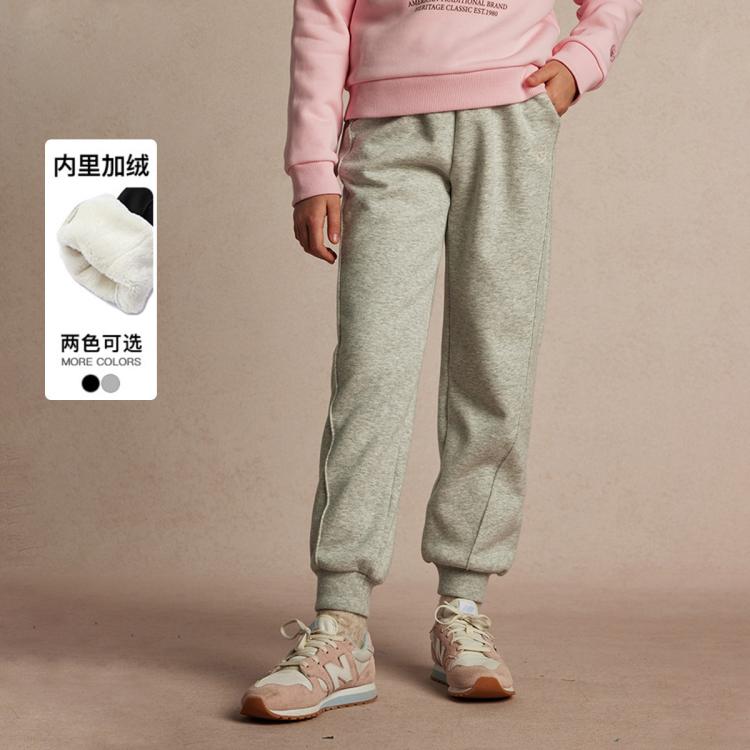 E-LAND KIDS 衣恋儿童裤子冬款学院风男女童束脚休闲裤束脚长裤加绒卫裤