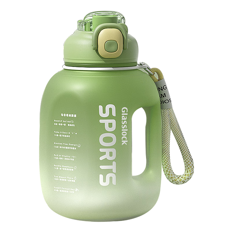 GLASSLOCK超大容量塑料杯男女运动户外水杯带刻度双饮运动水壶1700ml 金秋菊绿 1700ml