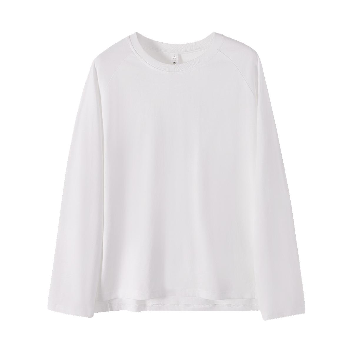 茵曼 圆领宽松t恤女25年秋季高级设计感下摆开叉小个子长袖t恤女款
