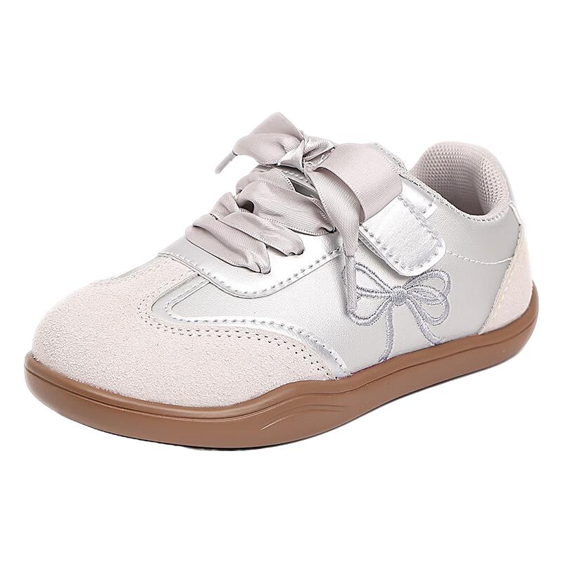 温小影（HELLO YING）女童鞋运动鞋2025春秋儿童鞋子秋款鞋宝宝德训鞋阿甘鞋幼儿园 DHXX-1银色 27 鞋内长约16.5厘米