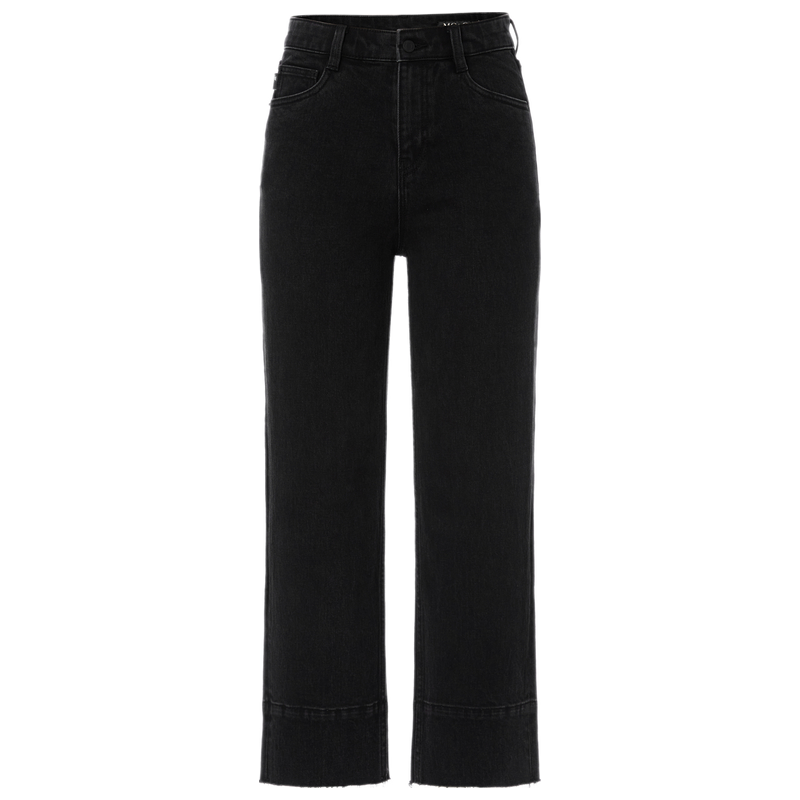 高腰直筒九分黑色牛仔裤女装