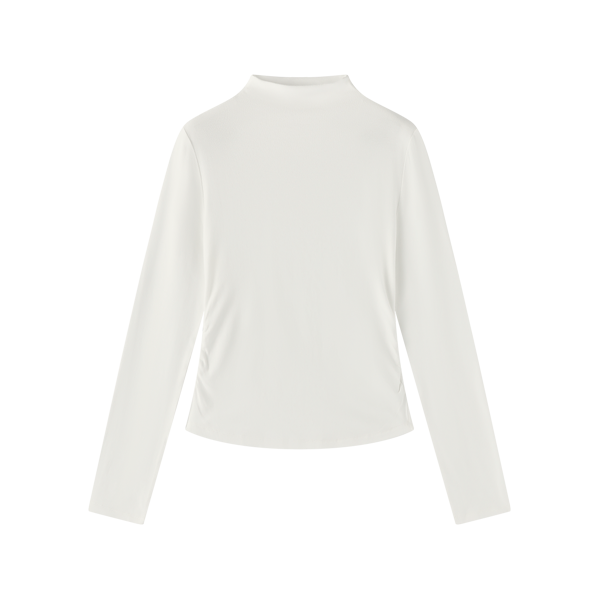 茵曼 【纯色上衣】正肩半高领打底衫25年秋季褶皱收腰显瘦长袖女