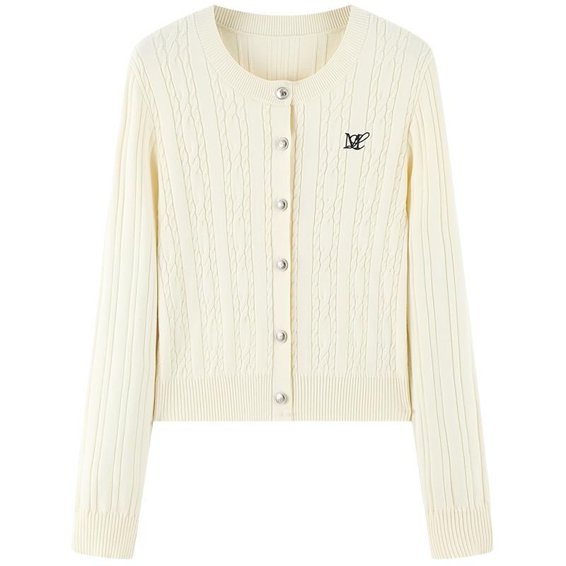 太平鸟miu系圆领绞花针织线开衫女2025秋装品质软糯针织上衣