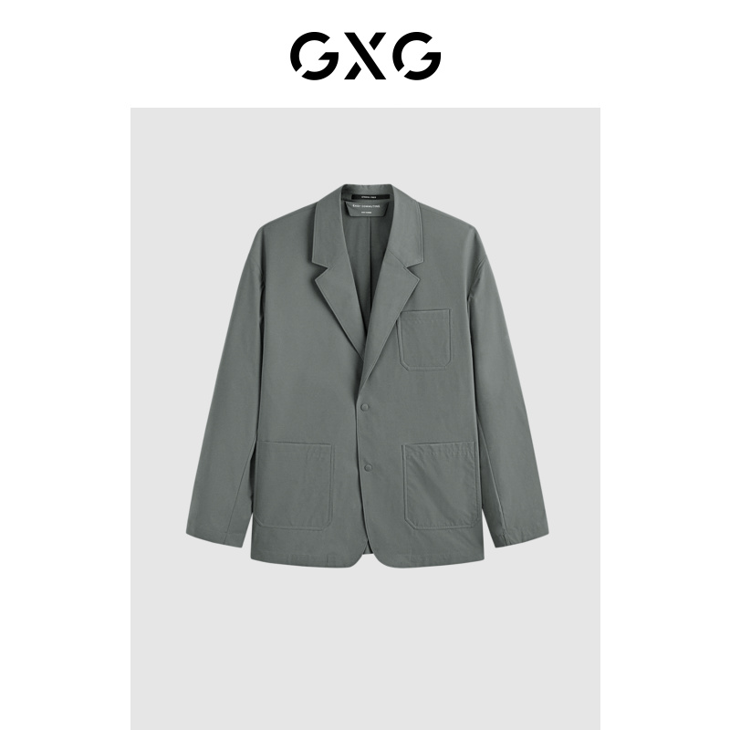 GXG男装 零压系列灰绿平驳领西装 24春季GFX11301571