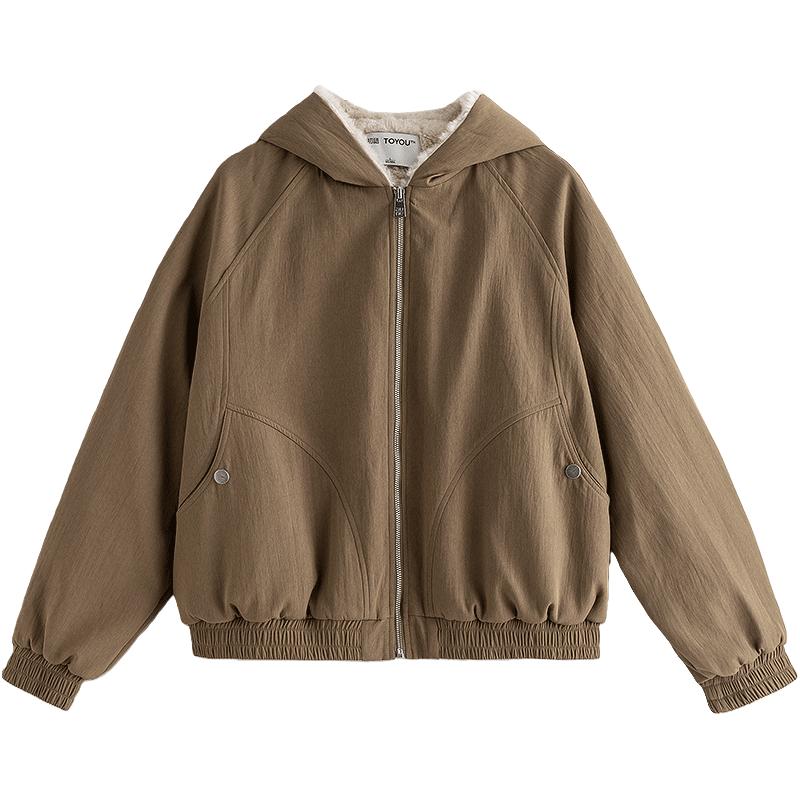 TOYOUTH/初语 巴恩风谷仓棉服外套 深卡其 L