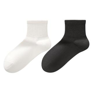 棉竹屋 袜子女夏季薄款中筒纯棉100%抗菌防臭白色春秋季无骨女士短袜