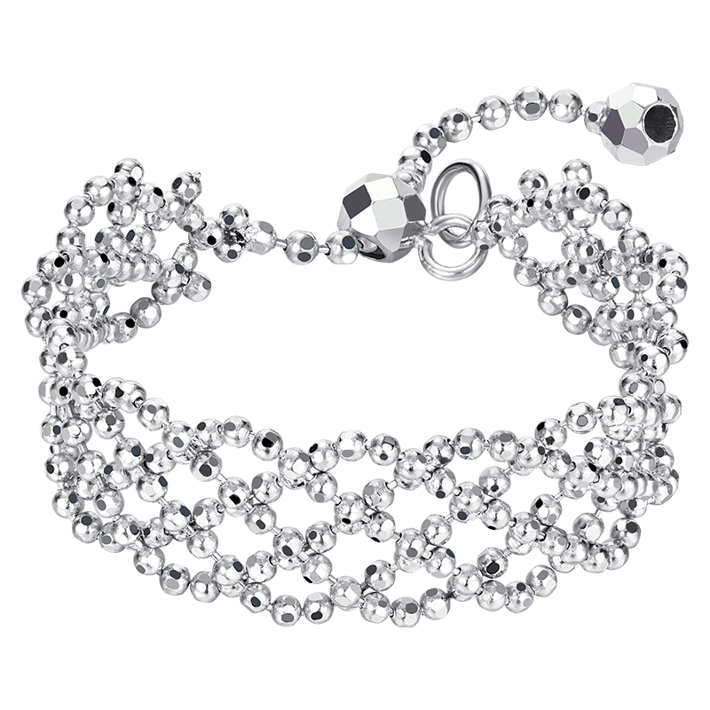 六福珠宝蕾丝铂金戒指铂950链条珠子软戒 计价GJP0014DS 约2.10克