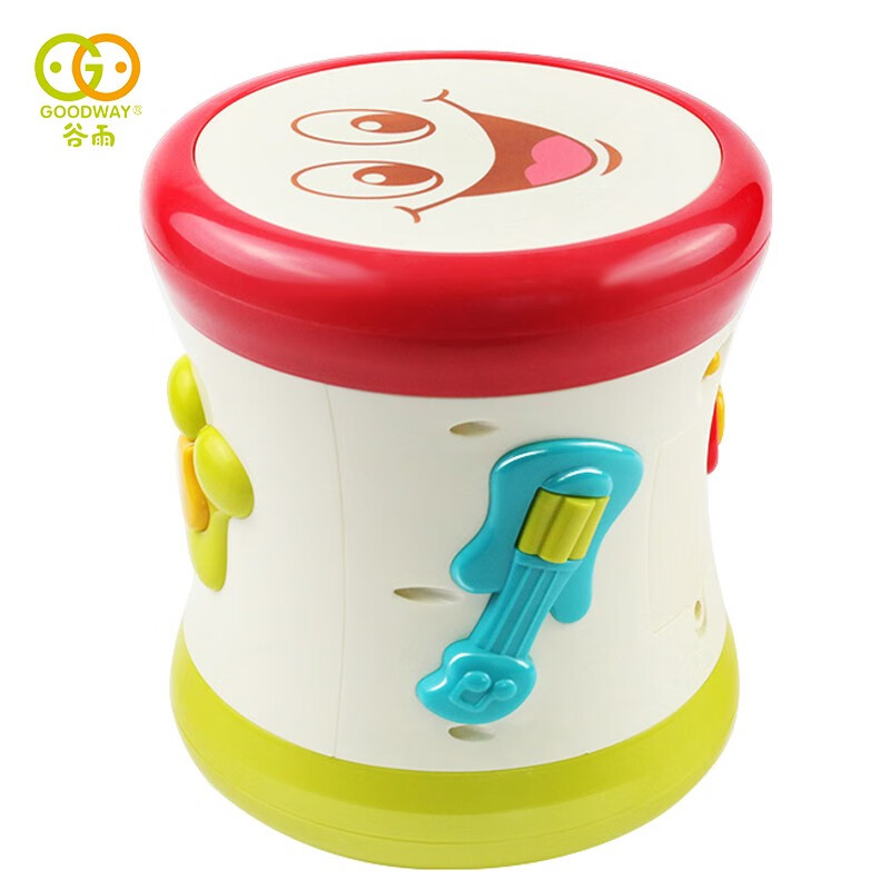 谷雨宝宝手拍鼓儿童双面鼓带音乐婴儿玩具早教玩具男女孩圣诞 谷雨手拍鼓新配色3501D