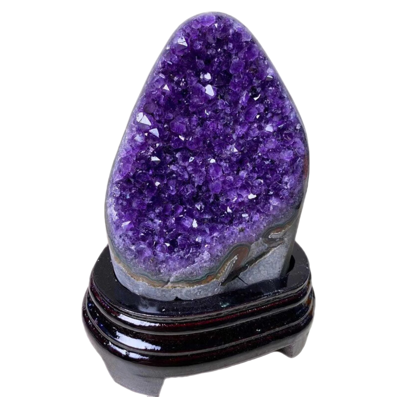 冰珂天然晶石紫晶洞原石紫水晶洞簇钱袋子摆件消磁聚宝盆装饰