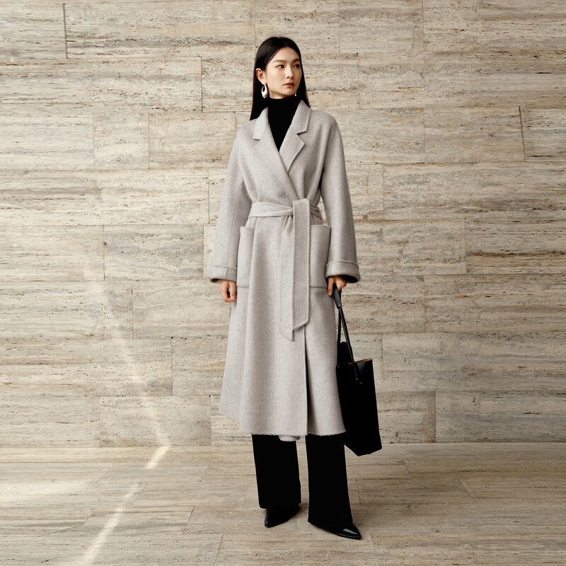 伊芙丽（eifini）伊芙丽定制散毛染驼绒蚕丝A型羊毛大衣外套女2025冬