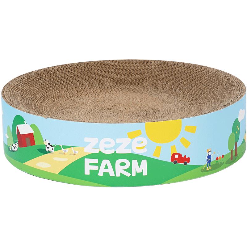 zeze猫抓板牧场系列不掉屑宠物瓦楞纸猫咪磨爪碗 农场瓦楞抓板