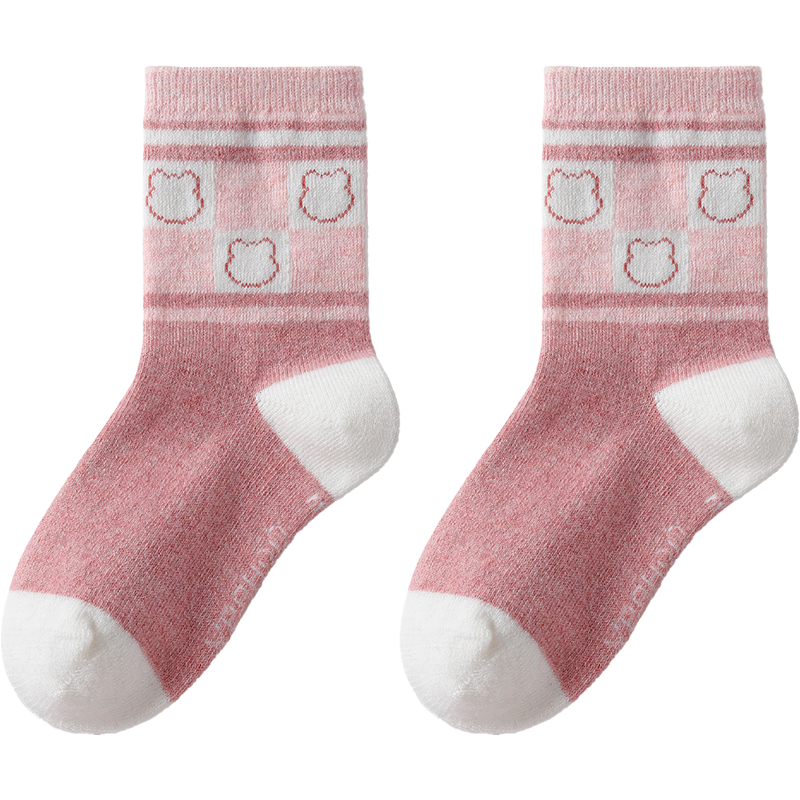 英氏（YEEHOO）4双装儿童袜子男女童秋冬加厚羊毛软糯亲肤保暖透气高弹宝宝袜e 甜酷小熊 【四双装】 4双 3-5岁 (S)