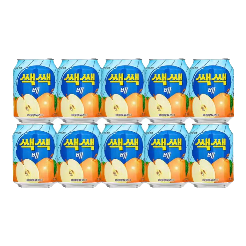 LOTTE乐天韩国进口乐天葡萄汁果肉果汁饮料草莓橙苹果桃梨罐装整箱网红饮品 【10罐】梨汁饮料238ml*10罐