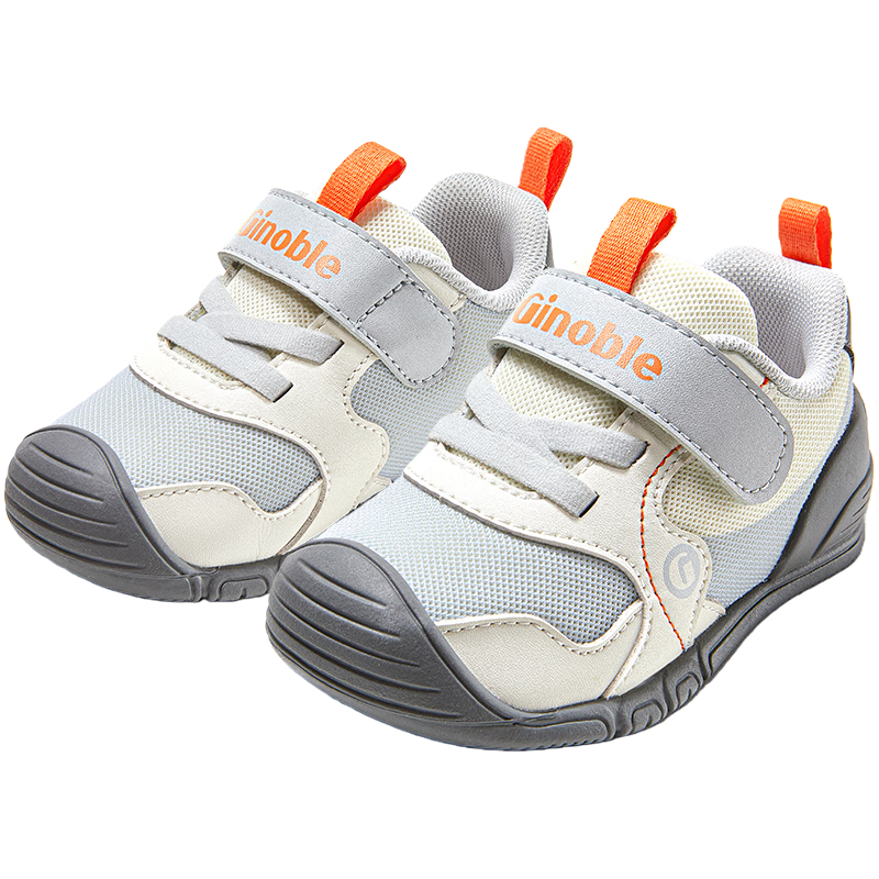 基诺浦（ginoble）步前鞋男女宝宝鞋子2026年春季学步鞋0-1岁童鞋GB2519 月光灰_绒白_深灰 19.5 120mm 适合脚长116-124mm