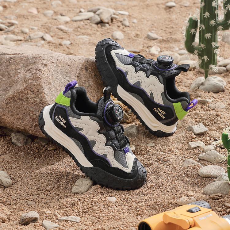 马克华菲童鞋 2025秋冬季男女童轻便休闲运动鞋中大童户外舒适旋钮扣跑步鞋