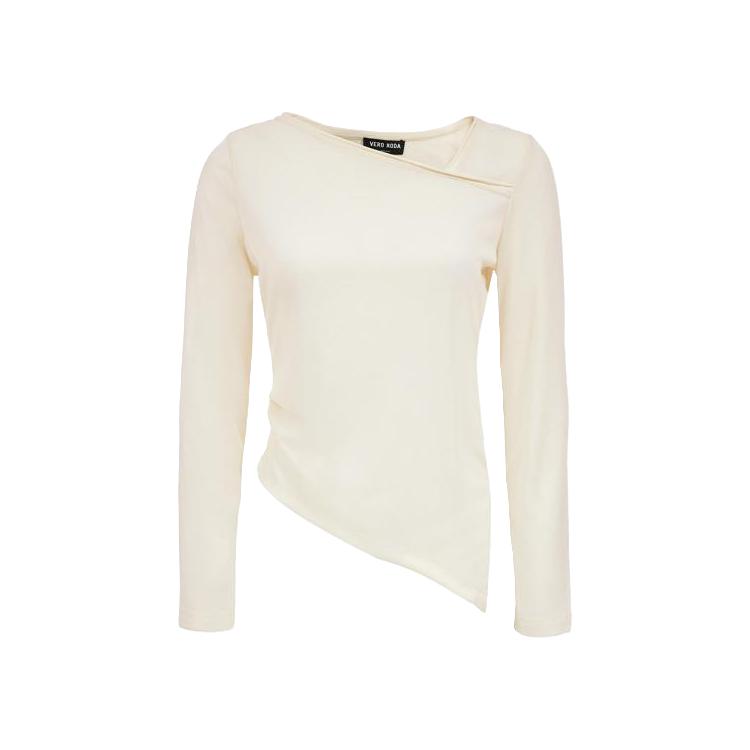 VERO MODA 【天鹅颈】T恤25冬季含莱赛尔不对称领口下摆收腰上衣通勤高级
