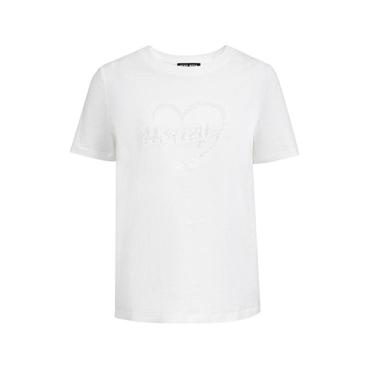 VERO MODA 【爱心亮片】T恤女25秋爱心字母图案短袖正肩上衣舒适百搭