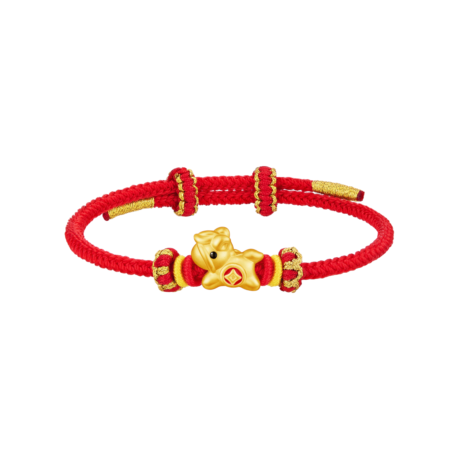 珍尚银中国黄金马年本命年红手绳足银手链女护身符马新年