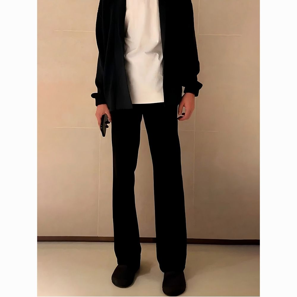 黑色西裤男款ootd穿搭美式裤子显腿长显瘦窄版直筒微喇裤