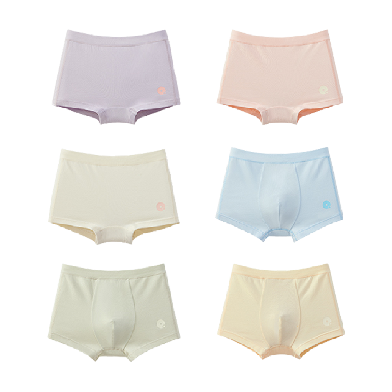 Q21儿童纯棉内裤男女童全棉平角裤5A抗菌不夹屁屁四角裤3条装