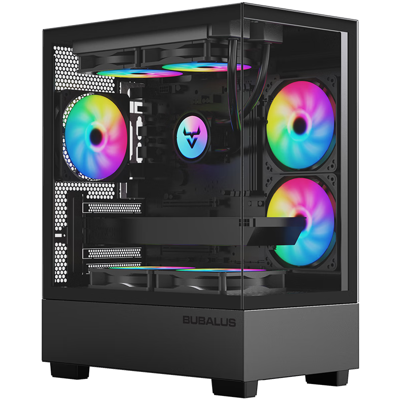 BUBALUS 大水牛 光之境黑色 无立柱海景房游戏电脑主机箱（全景钢化玻璃/M-ATX主板/240水冷/垂直风道）