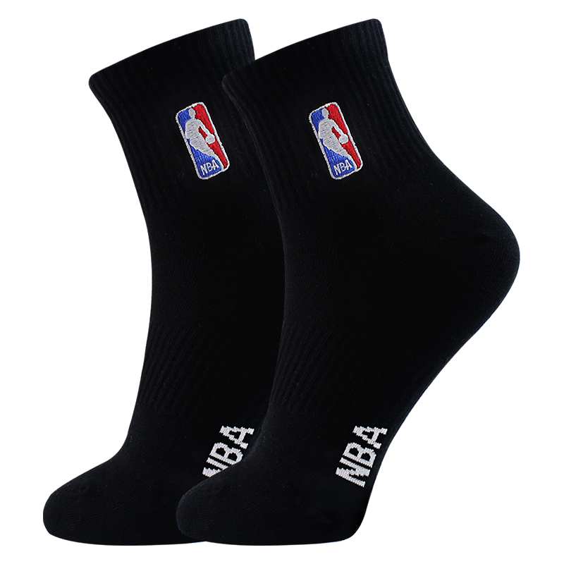 NBA 袜子男士四季休闲运动袜无骨棉袜精梳棉刺绣训练跑步篮球袜1双装