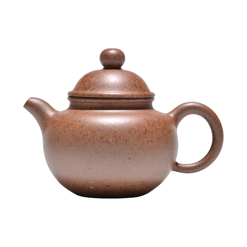 吉羊【斗茶小壶】宜兴柴烧紫砂壶纯手工泡茶壶茶具 原矿小掇球壶110ml 开放式柴烧