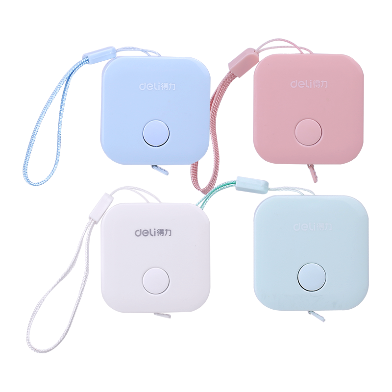 得力（deli） 迷你皮卷尺测量三围身高随身尺迷你便携皮尺量尺 家用量衣软尺小尺子【一键回收】 象牙白【1.5米】方型 79650