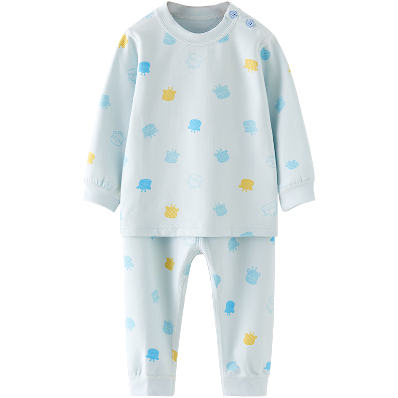 童泰（TONGTAI）宝宝套装四季婴儿衣服儿童家居服上衣男童秋衣秋裤女童童装 蓝色 73cm