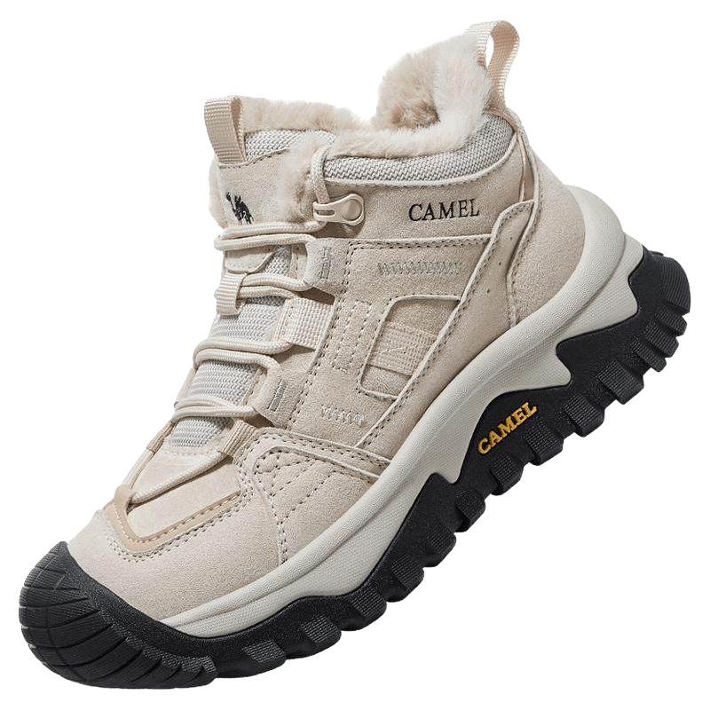 CAMEL骆驼女鞋2025冬季户外加绒保暖棉鞋户外徒步登山鞋厚底短靴子