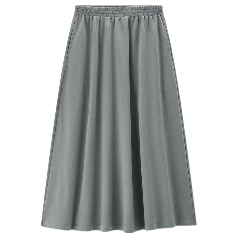 佐丹奴大摆伞裙女纯棉纯色简约风松紧腰a字半身裙女05465465
