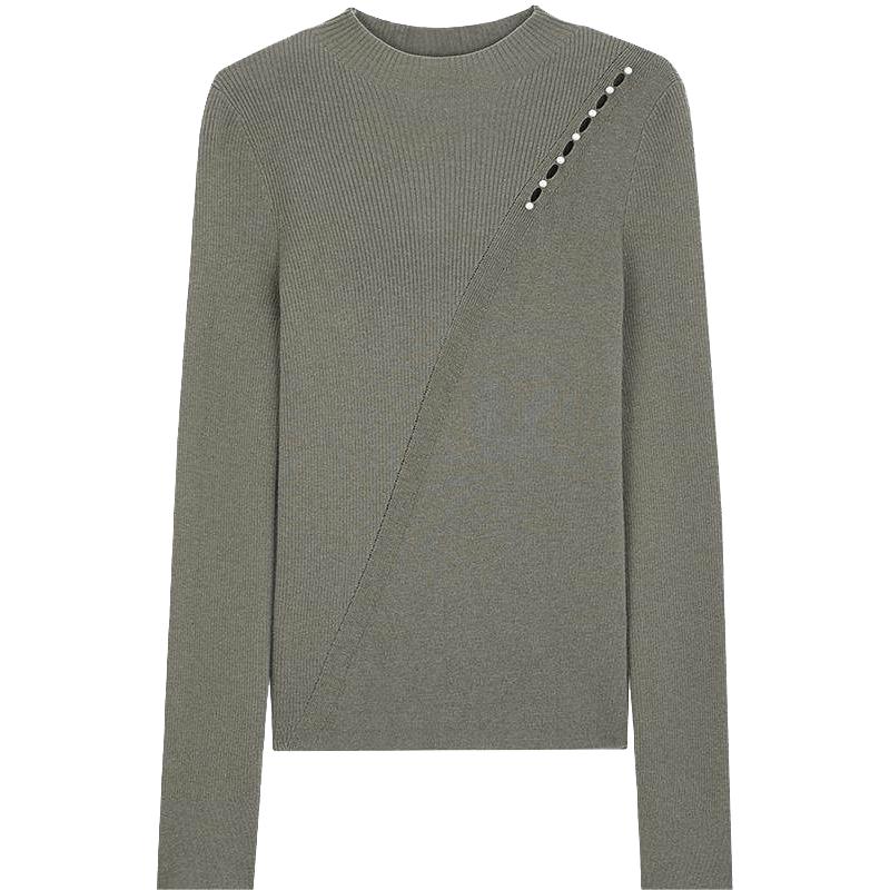 MindBridge【可机洗】女士半高领毛衣2025年秋设计感修身羊毛针织