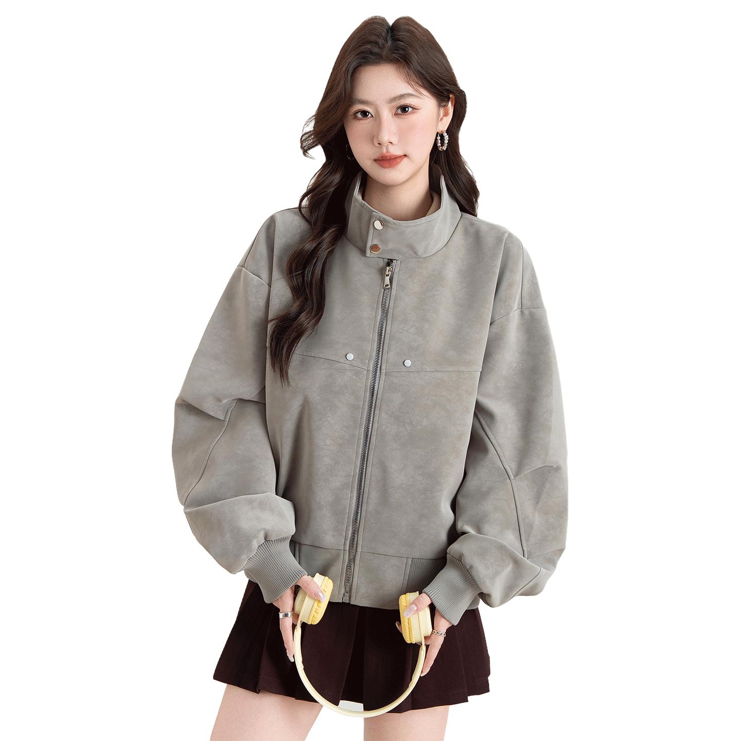Baleno/班尼路 美式复古PU皮革女式夹克