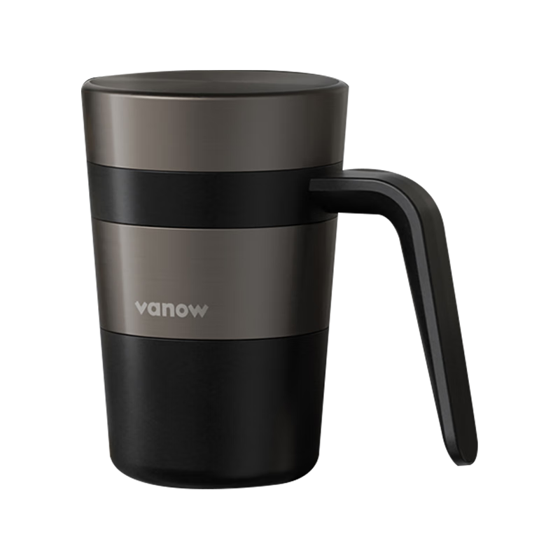 Vanow保温杯316内胆办公室女款商务泡茶男马克水杯子 商务黑【316内胆】450ml