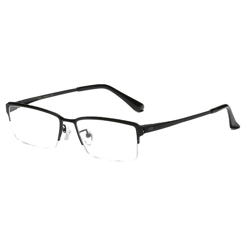 超轻纯钛半框近视眼镜框男款可配度数镜片钛架配变色防蓝光眼睛架