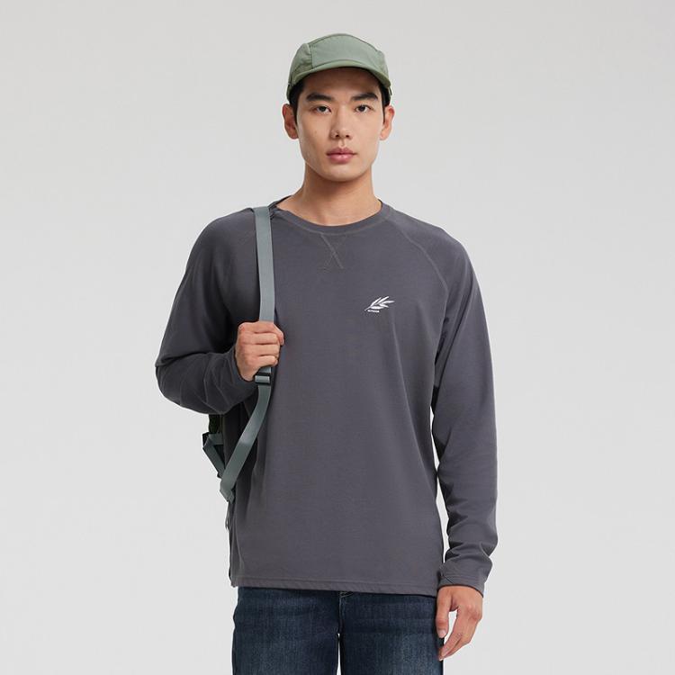 美特斯邦威 休闲长袖T恤高级感男女款2025春秋户外透气宽松圆领上衣