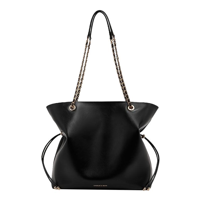 CHARLES&KEITH25CK2-20782654大容量抽绳链条托特福袋包大号