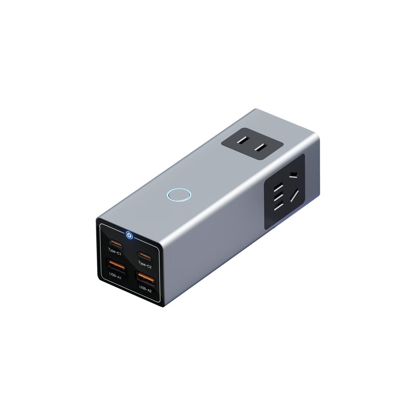 国际电工（FDD）旅行便携能量舱氮化镓65W快充插座多功能USB迷你桌面插排带线插头 直插款-14孔插座 灰色