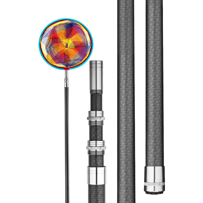 爽钓客伸缩杆大物抄网杆碳素万能收缩竿超硬割草洞捞鱼长杆高空摘果神器 9m 多功能伸缩杆【高碳整节定位】