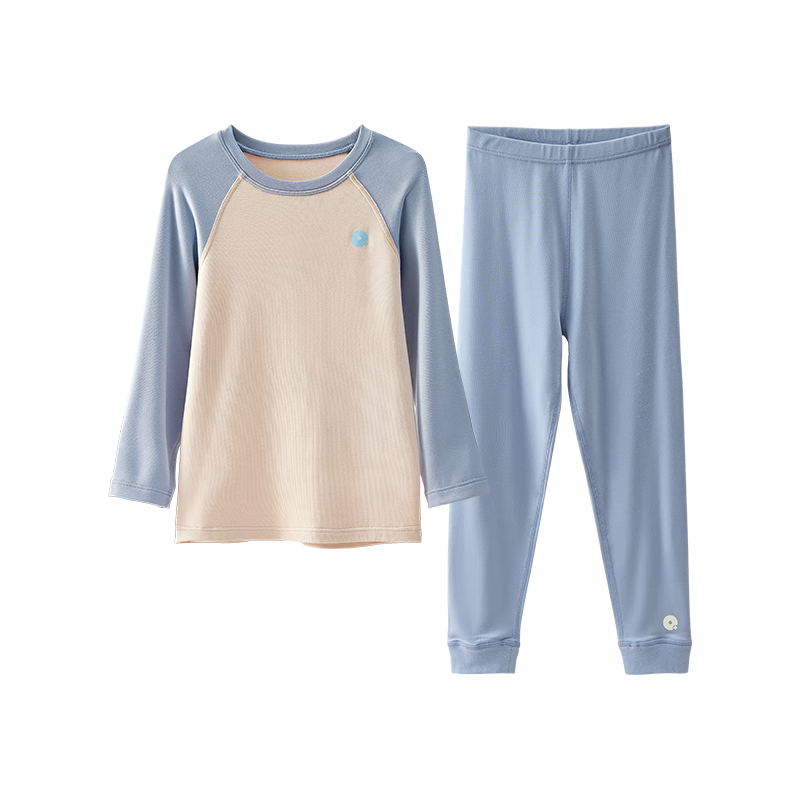 Q21【中暖】小暖皮儿童保暖内衣套装男女童中暖秋衣秋裤套装 色纱烟灰 90cm