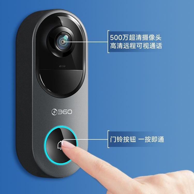 360可视门铃6哨兵版家用500万清画质智能电子猫眼180度超清大广角