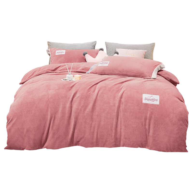 博洋家纺加厚牛奶绒被套秋冬保暖绒被罩单件套