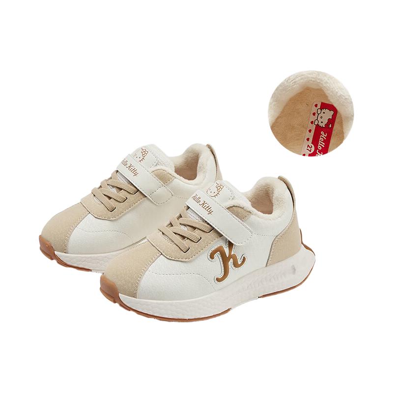 Hello Kitty【5折】【5折】童鞋女童运动鞋二棉2025冬季女孩加绒棉鞋儿童 米/卡其 33 适合脚长19.6-20.1cm